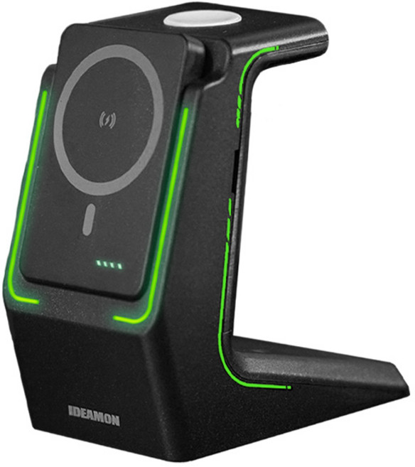 IDEAMON 3合1無線充電座, 極光黑, 1個