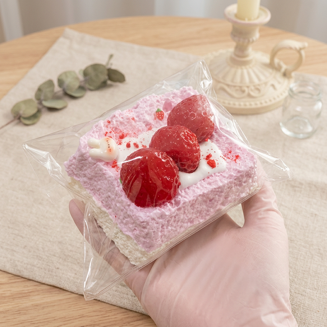 소프트 장난감 말랑이 주물럭 슬라임 디저트 케이크 모양, 1개, 340g, 딸기핑크