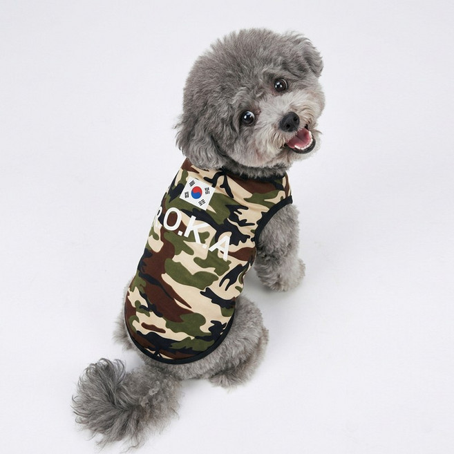 말랑마쥬 반려동물 밀리터리 로카티셔츠 코리아 아미 강아지 나시 고양이옷, 1개, 밀리터리_로카