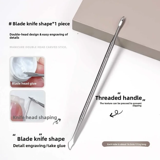 네일아트 UV 젤 폴리쉬 팁용 듀얼엔드 조각 스패츌러 펜 3D 조각 꽃 그림 펜 네일 디자인 도구 DIY 매니큐, 03 StyleB