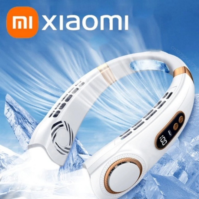 샤오미 넥 넥밴드 선풍기 목걸이용 헤드셋 등산용, 블루