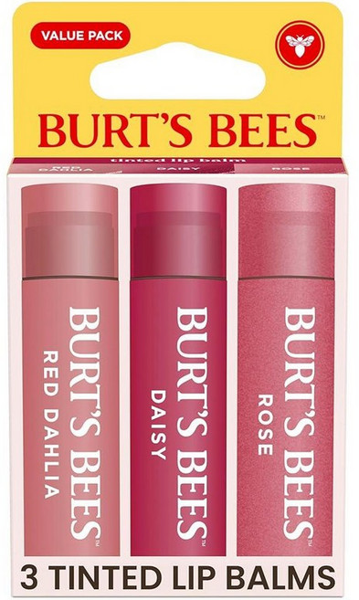 Burt's Bees 립 틴트 밤 어머니의 날 선물 오래 지속되는 2 in 1 듀오 틴트 밤 포뮬라 수분 공급 시어 버터가 함유된 색상 레드 달리아 + 로즈 (), 다양성