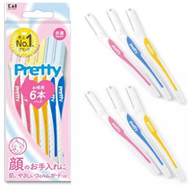 카이 프리티 페이셜 면도기 얼굴 인중 제모 눈썹칼 6종세트, 2개, mix color