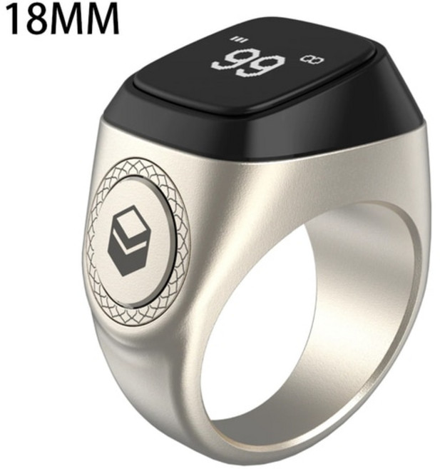 측량분석장비 Iqibla-알루미늄 합금 디지털 Tasbih OLED 스크린 스마트 Zikr 링 배터리 충전 케이스 진동, 02 18mmSliver, 1개