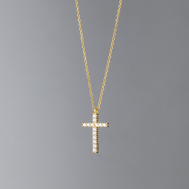 에르모사제이 N105 실버 925 크리스 큐빅 십자가 체인 은목걸이