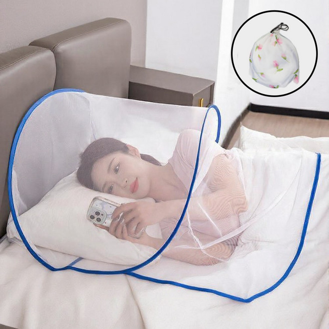 [답답함X] 로미크 얼굴 모기장 원터치, 블루