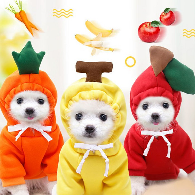 퐁펫 상큼코스튬 Pet602 기모 강아지옷 고양이옷, B_바나나, 1개