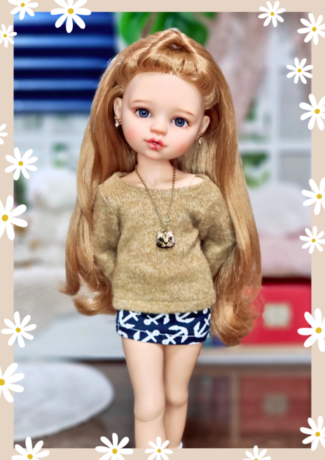 #파올라레이나 32cm ( 네이비닻 밴딩 미니스커트 ) #USD 26cm #도리스돌 30cm 옷[마구샵]#구체관절인형#bjd#인형옷#다락아이#관절바디#완제품, 도리스돌 30cm, 1개