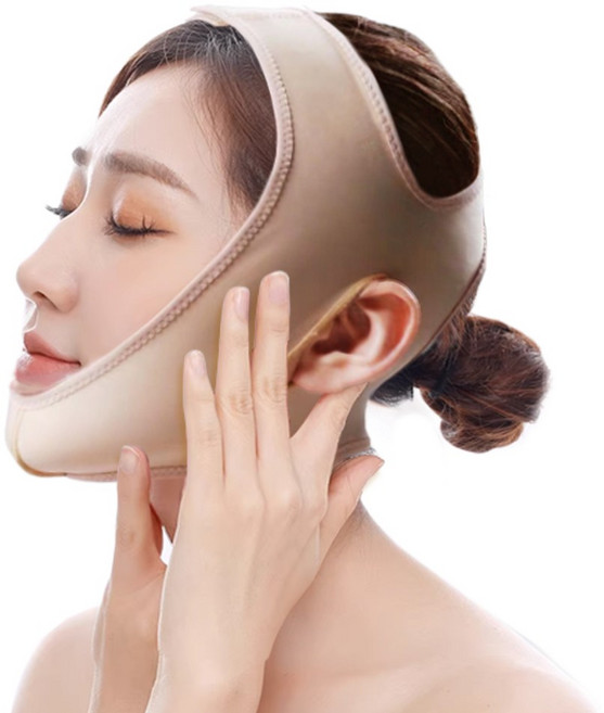 슬리미 3중 얼굴밴드 땡기미 브이라인 리프팅 밴드, 스킨베이지, M, 1개