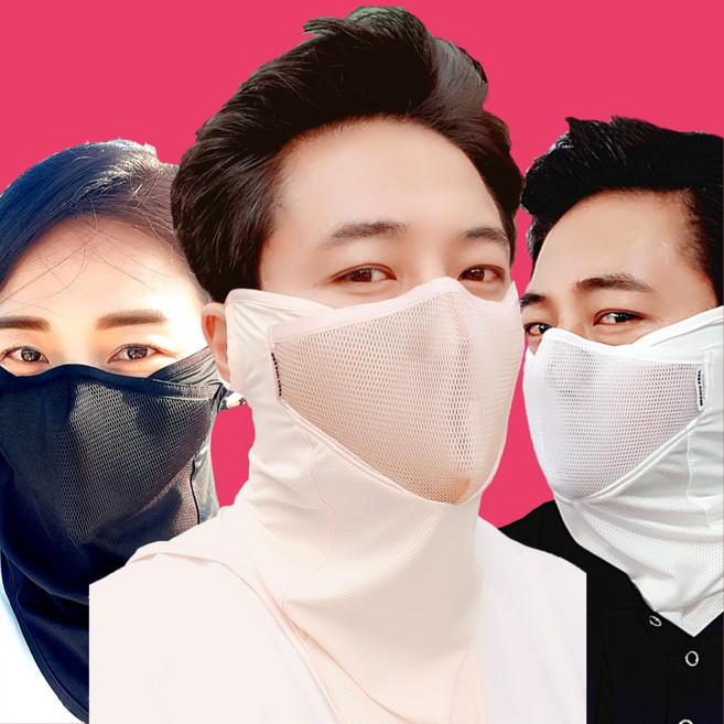 먼지 UV99.9%차단 여름 바라클라바 넥워머 버프 자외선차단 골프 자전거 러닝 마스크, 쉴드마스터 화이트(4계절용), 1개, B타입(귀열림)