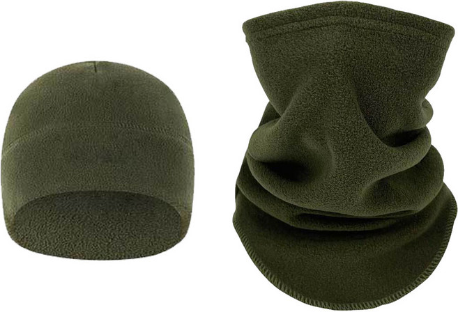 폴라 기모 넥워머 목토시 비니 세트 WW002 - 겨울 혹한기 방풍 방한 작업 스키장 라이딩 하이킹 기능성, 카키, 1개