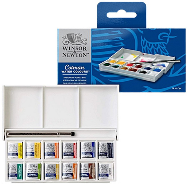 윈저앤뉴튼 코트만 고체물감 포켓박스 12색 세트