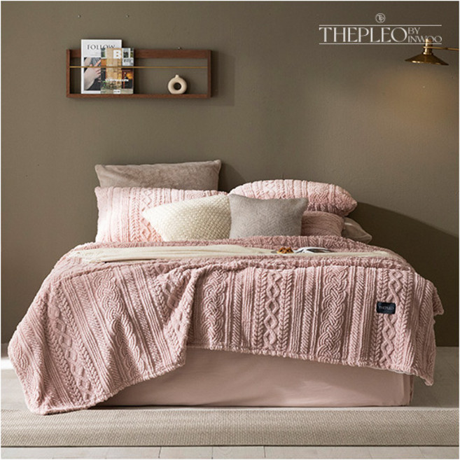 [더플레오(침구)] [OneTV][Q]니트 자카드 극세사 이불 겸 블랭킷 3종