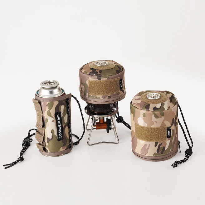 지플랫로드 이소가스 워머 케이스 이소가스 커버 부탄, L, 블랙 멀티캠, 1개