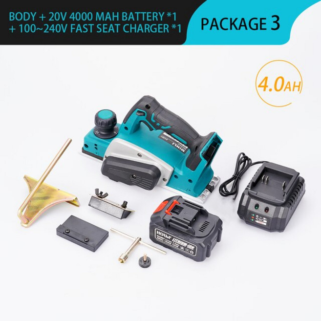 무선 전동 대패 렌치 포함 18V 15000rpm 핸드 헬드 충전식 전기 마끼다 배터리 목재 절단 도구, [04] 1Battery 4.0A, [01] 미국, 1개