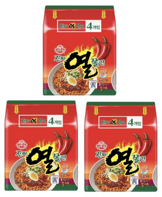 회끈하게 매운 진짜 열쫄면 오뚜기 진짜열쫄면 (153g 4입) 3개, 153g