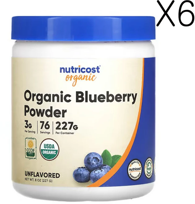 뉴트리코스트 유기농 블루베리 분말 무맛 (8oz), 227g, 6개 - 쿠팡