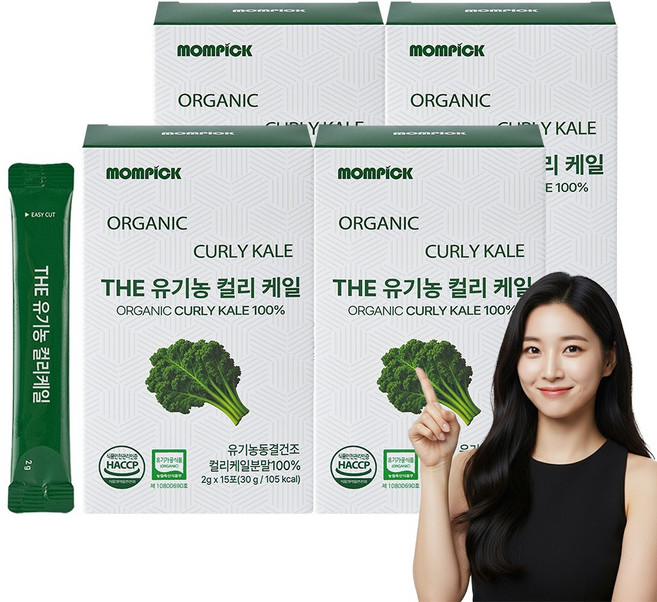 맘픽 컬리케일 유기농 곱슬케일 100% 분말 동결건조 가루 파우더 스틱, 60개, 2g