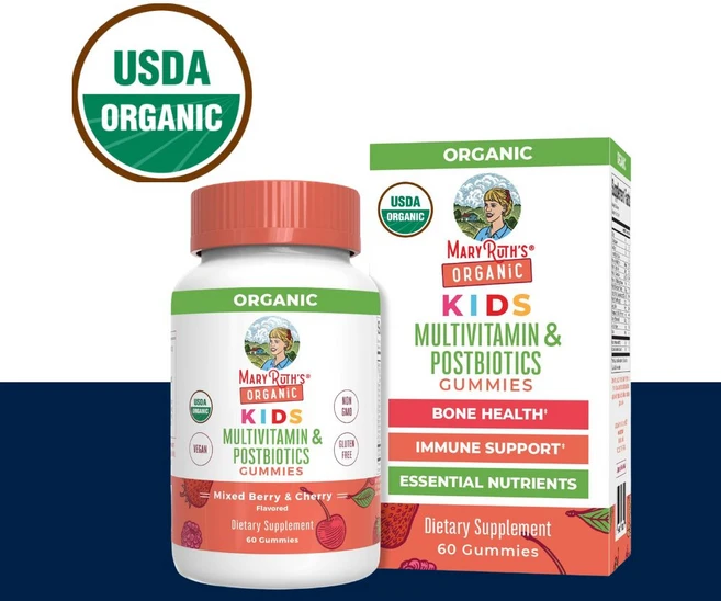 메리루스 유기농 키즈 멀티비타민 구미 60개 포스트바이오틱스 함유, 1개 - 쿠팡