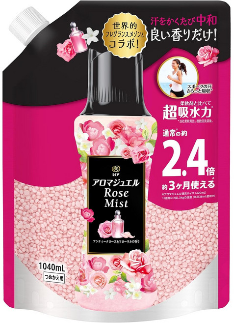 레노아 해피니스 아로마쥬얼 향 포함 전용 비즈 앤티크 로즈 & 플로럴 리필 1 040mL, 1개, 1.04L