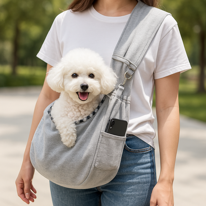 데이브릭스 어깨편안 강아지 슬링백, 1개, 그레이