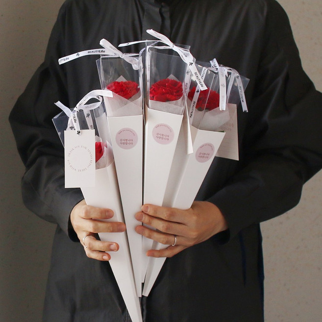 헤일리 한송이 꽃다발 DIY 포장지 케이스, 10개, 화이트