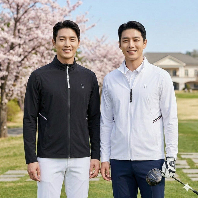 헤지스골프 봄 남자 간절기 골프웨어 경량 스판 바람막이 골프 자켓