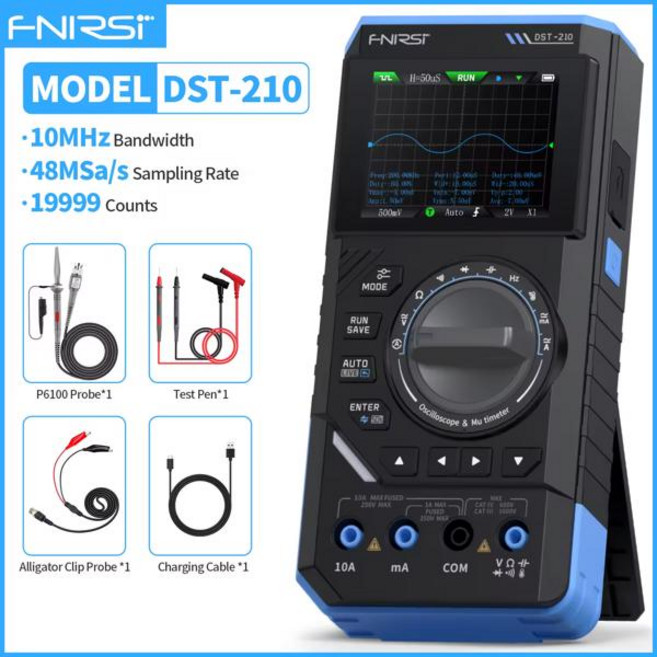 FNIRSI DST210 3-in-1 4.5비트 정밀 디지털 멀티미터 10M 대역폭 오실로스코프 신호 발생기, 02 DST-210 (10MHZ)