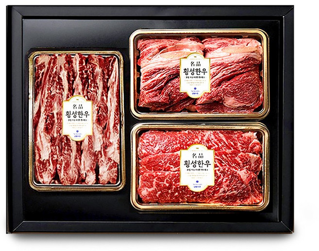 1+등급 횡성한우 명품 특선세트 2호 [꽃등심+채끝+갈비살] 각 400g 1.2kg, 없음, 1개