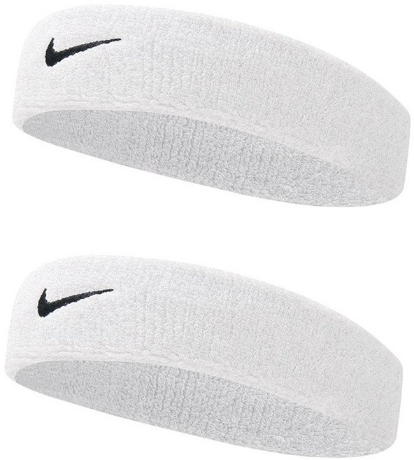 나이키 스우시 헤드밴드 2P 세트, 화이트, 1세트
