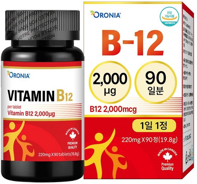 오로니아 비타민 B12 2000mcg 90캡슐, 90정, 1개