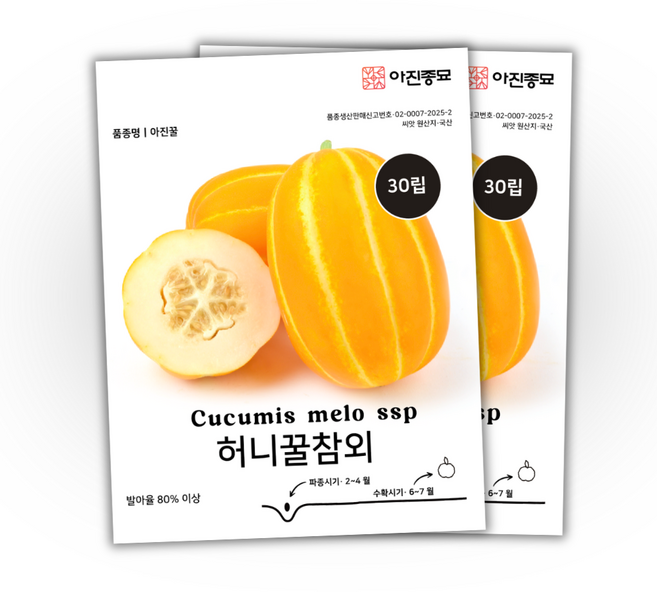 [주주씨앗] 허니꿀참외 씨앗 30립 / 달콤하고 시원한 인기과일 참외 종자, 2개