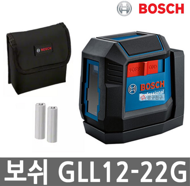 보쉬 GLL12-22G 그린레이저 레벨기 2라인 작업범위 12m BA 3.7 수평기 수직 수평 측정기, 1개
