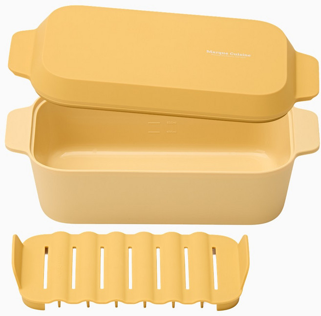 마르쿠진 스팀팝 실리콘 찜기 전자레인지용 스팀 조리용기 멀티 1200ml 받침대 포함, 1개, 코튼옐로우