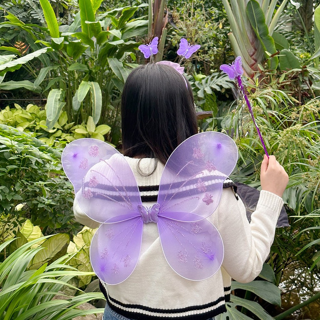 팅커벨 엔젤 나비 코스튬 요술봉세트 공주님 생일파티 웃긴선물 우정템 홈 파티소품 파티용품, 퍼플