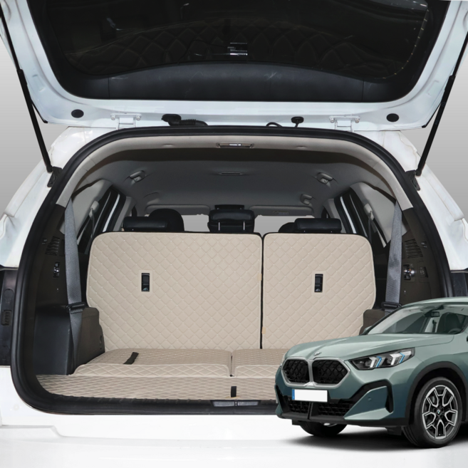 BMW X2 2세대 트렁크매트 U10 신형 가죽 차박 매트 맞춤제작, 트렁크 바닥매트+등받이, 블랙+옐로우, X2 (F39) 18년09월~현재