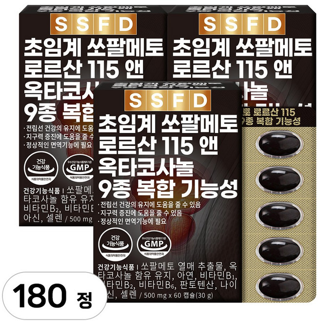 순수식품 쏘팔메토 로르산 115 옥타코사놀, 60정, 3개