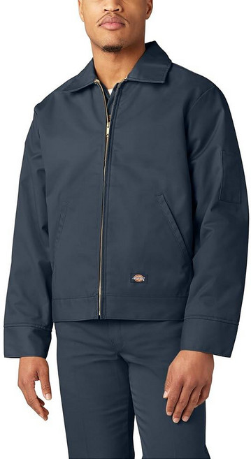 Dickies 남성용 절연 처리가 된 아이젠하워 앞면 지퍼 재킷 전면 다크 브라운., Airforce Blue
