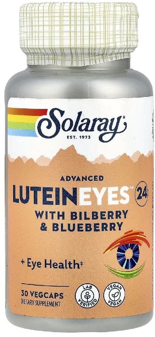 솔라리 Solaray 빌베리 & 블루베리 함유 어드밴스드 루테인 아이즈 24 30베지캡슐, 1개, 30정 - 쿠팡