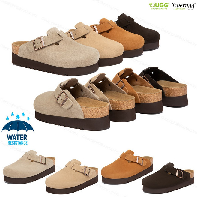 어그 호주 베린 키높이굽 보스톤 소가죽 스웨이드 버켄뮬 슬리퍼 AS7044