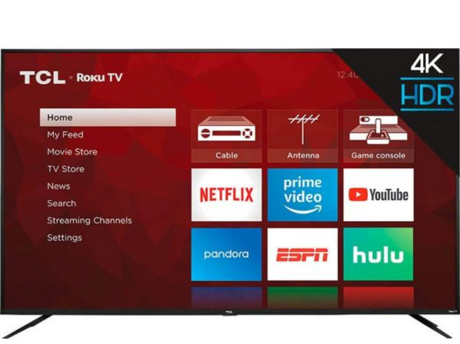 TCL 65인치 클래스 4 시리즈 4K UHD HDR 스마트 Roku TV - 65S435 2021년형 블랙, 75 in, TV Only
