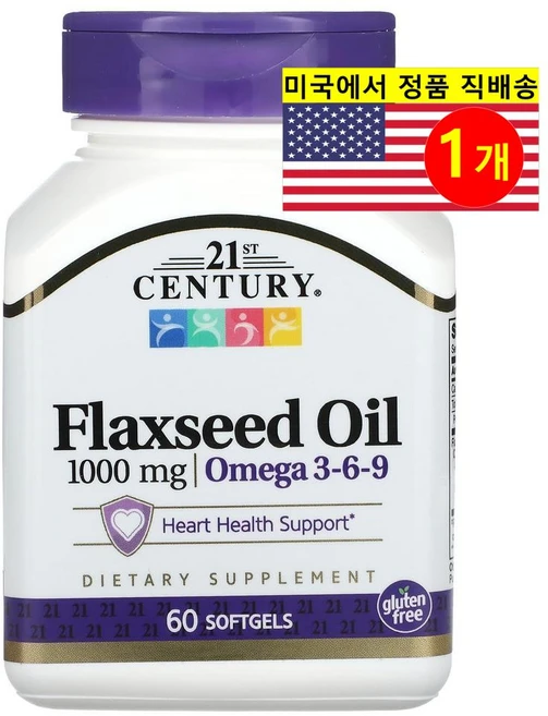 21세기센트리 플랙씨드 오일 1000mg 오메가 37781 소프트젤, 60정, 1개 - 쿠팡