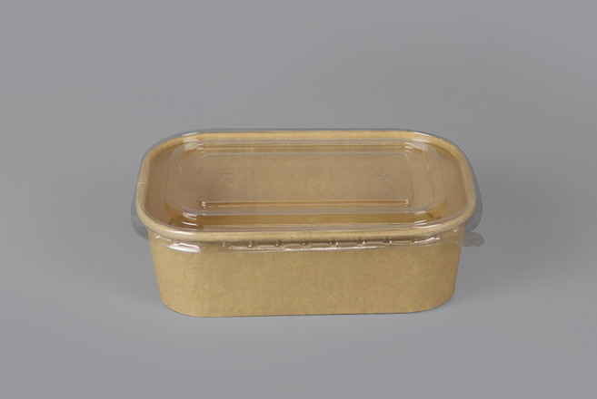 샐러드 덮밥 스테이크 닭강정 분식포장 특수컵 사각크라프트 종이용기 650ml 세트, 1개, 300개