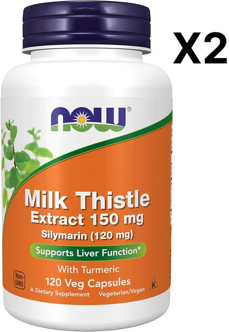 나우푸드 2통 밀크씨슬 실리마린 150mg + 커큐민 강황 350mg 120베지캡슐, 2개, 120정