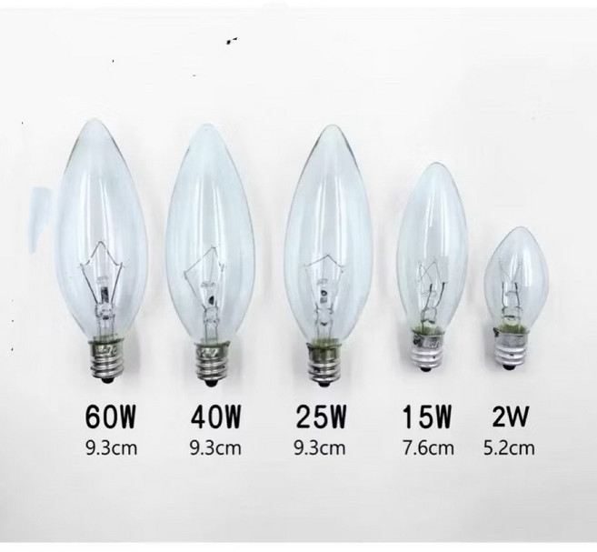 E12燈頭鎢絲燈泡 - 經典燭形設計 溫暖光線 適用多種燈具, 2 W, 5個