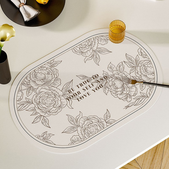 가죽 방수 식탁매트 2p 세트, 2개, 플로랄 A x 2p