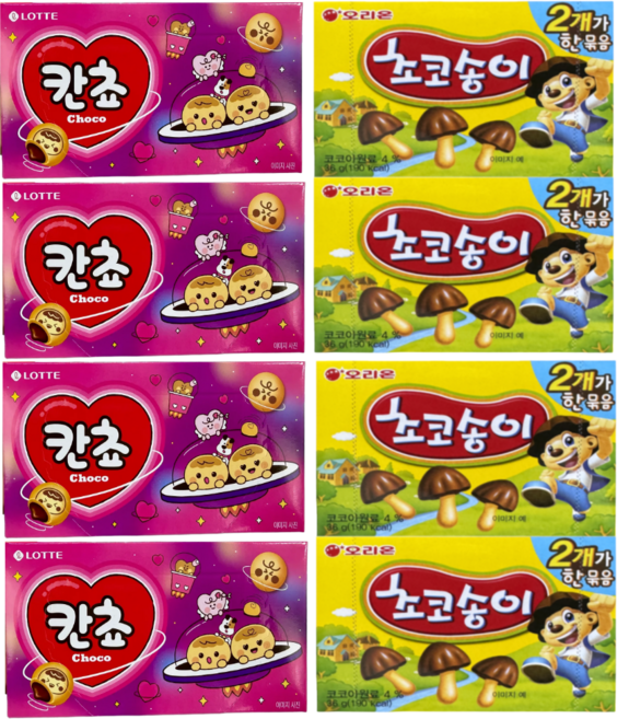 오리온제과 초코송이 72그램 + 롯데제과 칸쵸 108그램 (판매원 주식회사 씨엠몰), 180g, 2세트
