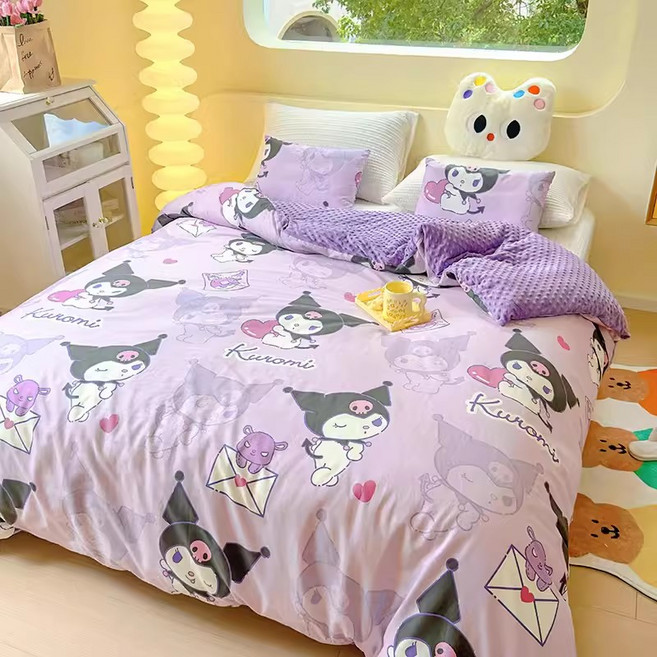 산리오 프리미엄 포차코 사계절 시나모롤 헬로키티 극세사 이불 베개 솜포함 세트+Integrated International Trade Co. Ltd 머리핀