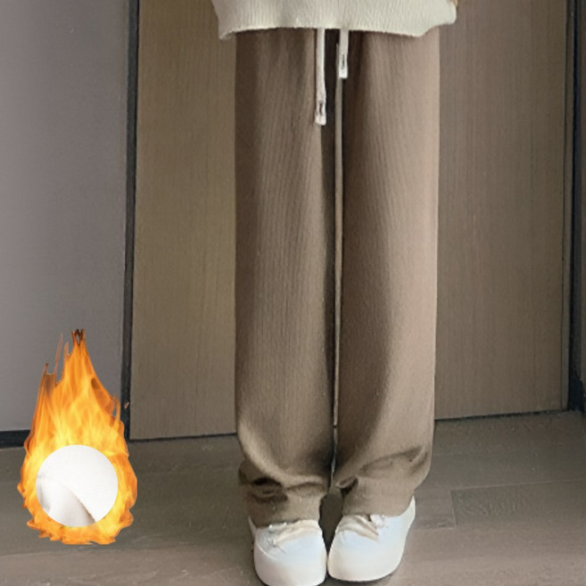 여성 코듀로이 골덴 기모 하이웨스트 밴딩 와이드 팬츠 데일리 보온 루즈핏