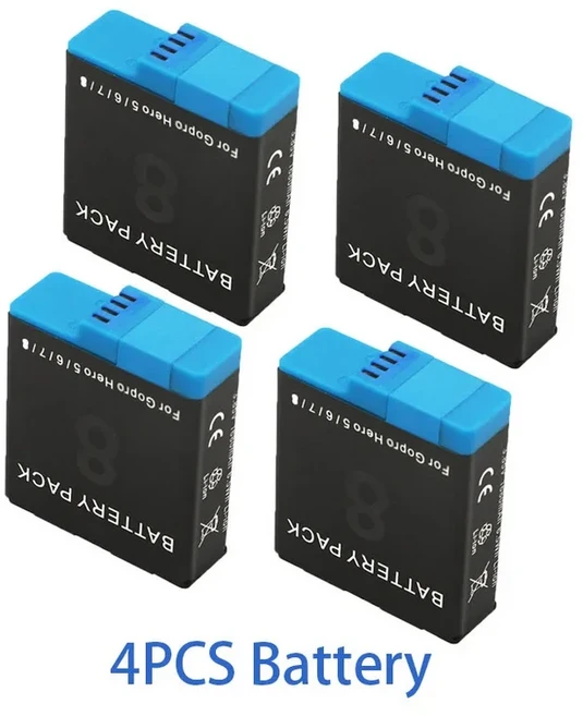 호환 고프로 히어로 8 7 6 5용 1680mAh 리튬이온 배터리 팩 모션 카메라 충전식, 05 4PCS Battery